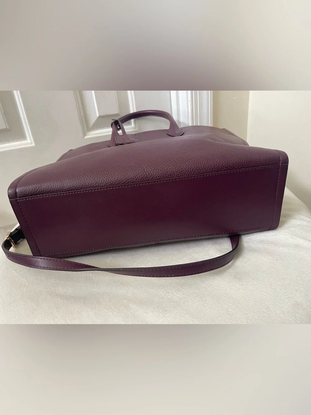 Michael Kors Plum Leather Tote with Bold Logo
